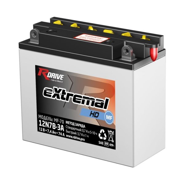 Аккумулятор мото  RDRIVE eXtremal HD 12N7B-3A 7 А/ч R