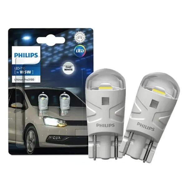 Лампа св/д T10 Philips Ultinon Рго3100 SI W5W 12V-LED (W2,1x9,5d) 6000К 2шт