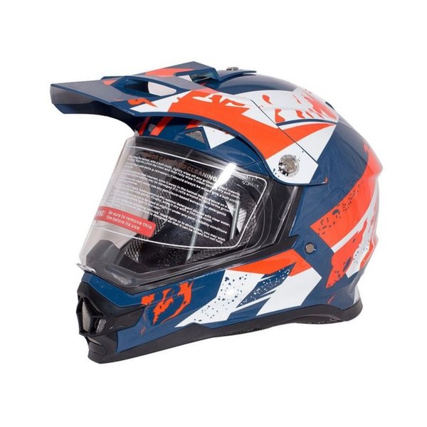 Мотошлем кроссовый RACER BLD-819-7 new (XXL) синий/белый визор