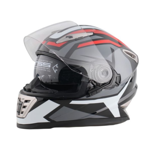 Мотошлем интеграл RACER JK802 (М) серый/красный