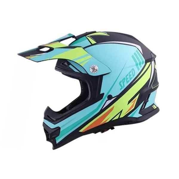 Мотошлем RACER JK802 (XXL) черный/зеленый (9) кросс, (по visor)