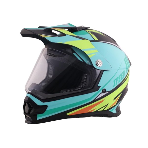 Мотошлем RACER JK802 (XXL) черный/зеленый (9) кросс, (по visor)