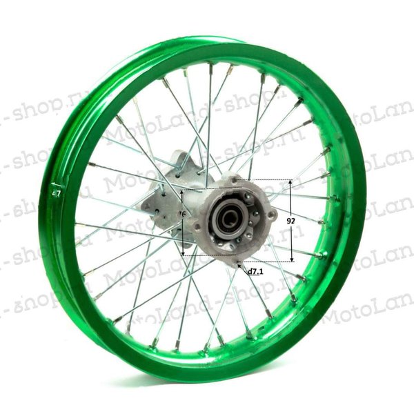 Диск мотоцикла задний 14 (1,85-R14 d=15mm) алюминий/зеленый
