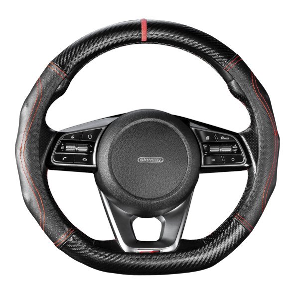 Оплетка SKYWAY Drift-3 M Черно/красная экокожа/ПВХ