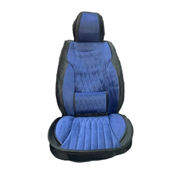 Чехлы автомобильные с поддежкой ПРЕЗИДЕНТ Велюр (Черные-Синяя середина) на весь салон