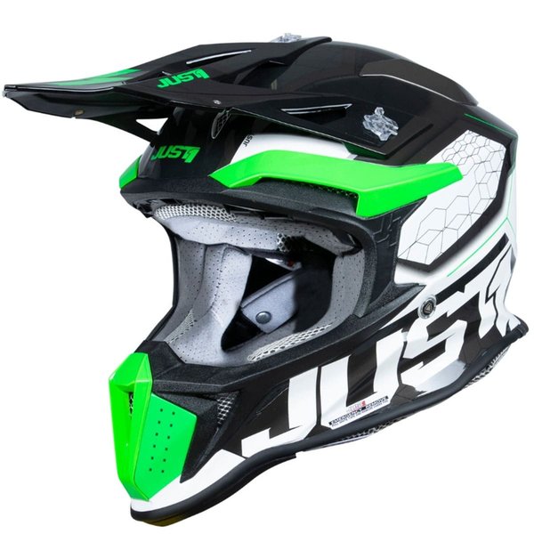 Шлем кроссовый JUST1 J18 HEXA Hi-Vis зеленый/белый XL