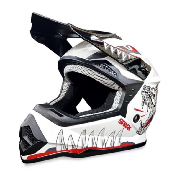 Шлем эндуро SPARX Jet Monster (WS-905) белый люминесцентный YXL