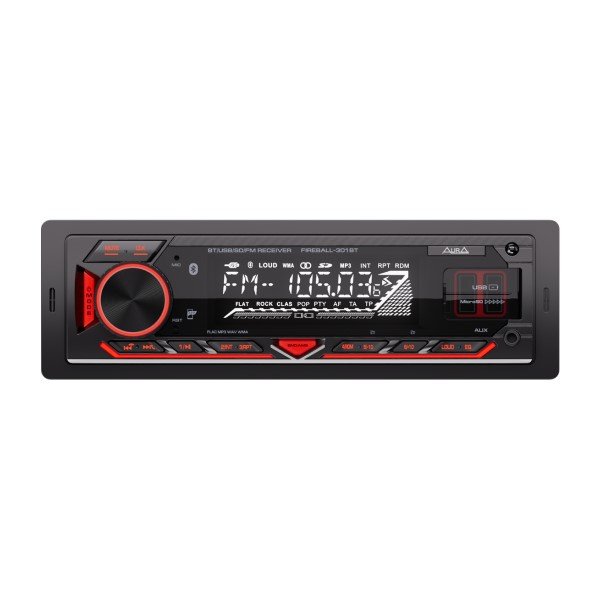 Автомагнитола AURA FIREBALL 301BT USB ресивер красная подсветка