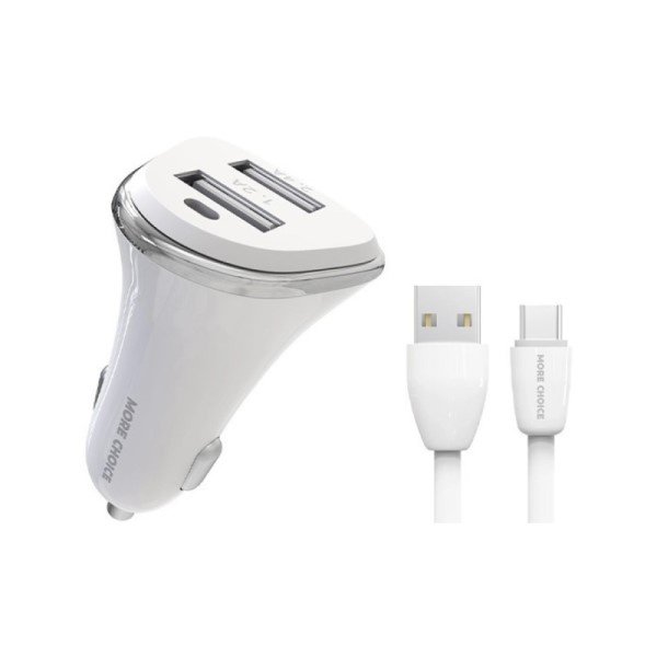 АЗУ 2USB 2.4A для Type-C More choice AC22a (White)