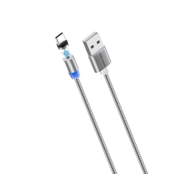Дата-кабель Smart USB 3.0А для Type-C Magnetic More choice K61Sa нейлон 1м (Dark Grey)