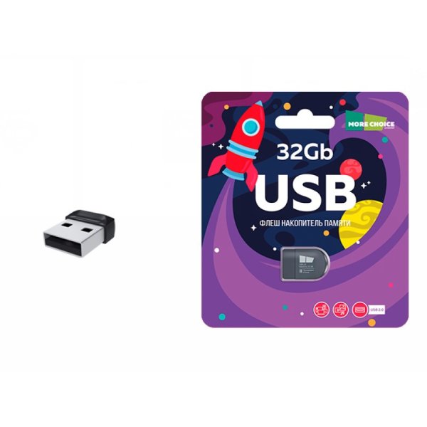 Флеш накопитель памяти USB 32GB 2.0 More Choice Mini MF32-2 (Black)