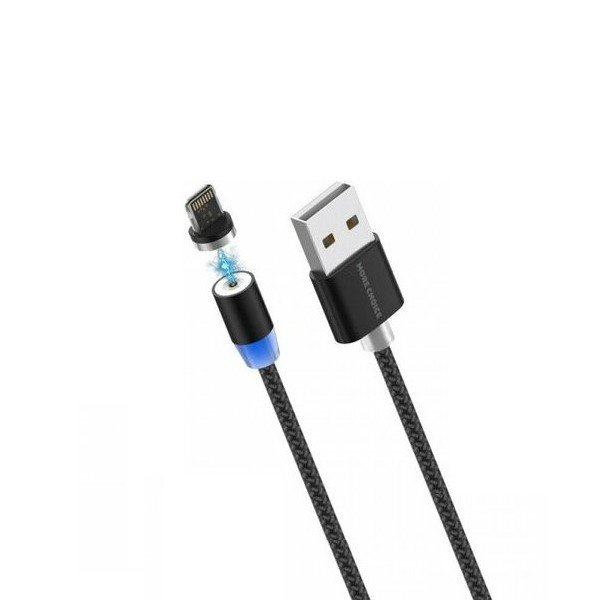 Дата-кабель Smart USB 2.4А для Lightning 8-pin Magnetic More choice K61Si нейлон 1м (Black)