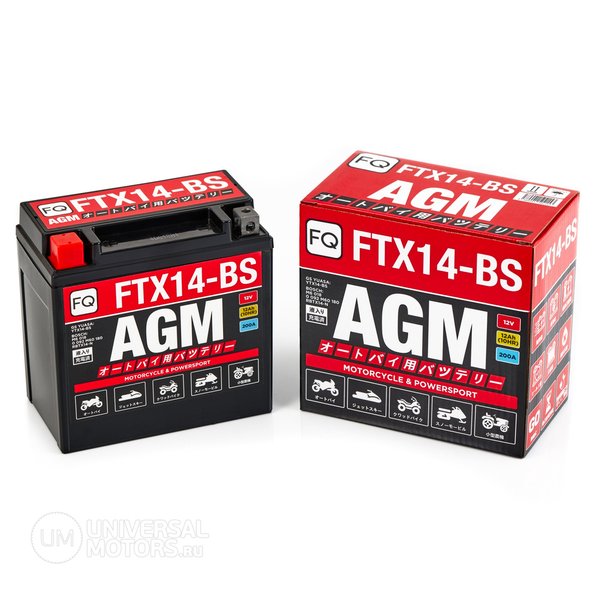 Аккумулятор мото FQ FTX14  AGM 12,0A L