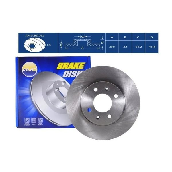 Диск тормозной перед Hyundai 51712-0U000 AMD AMD.BD262 Solaris 10- D=256 (DF6198)