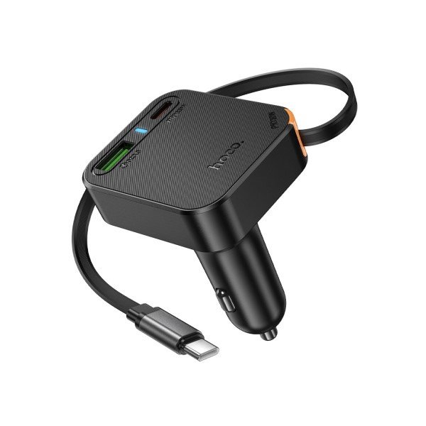АЗУ 1USB+1Type-C 65W быстр. зарядка для Type-C Hoco NZ18 с выдвижным кабелем