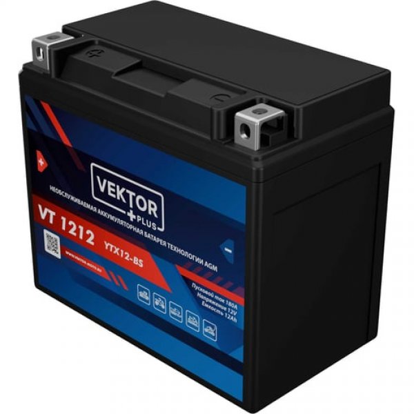Аккумулятор мото VEKTOR PLUS VT 1212 12 А/ч R
