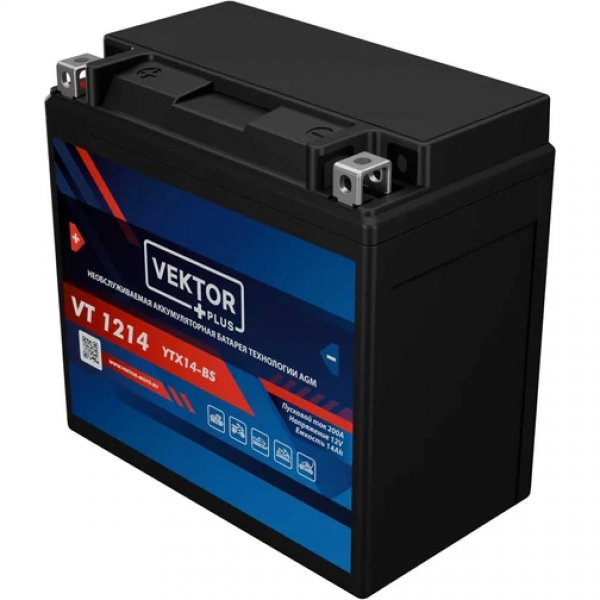 Аккумулятор мото VEKTOR PLUS VT 1214 14 А/ч R