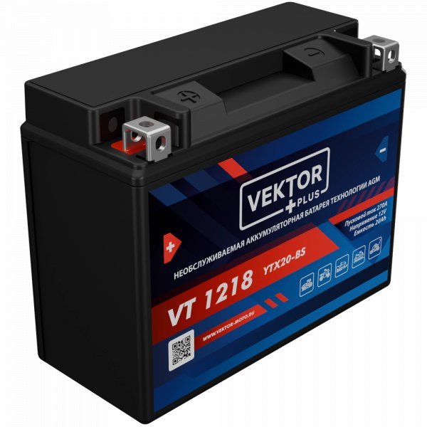Аккумулятор мото VEKTOR PLUS VT 1218 20 A/ч