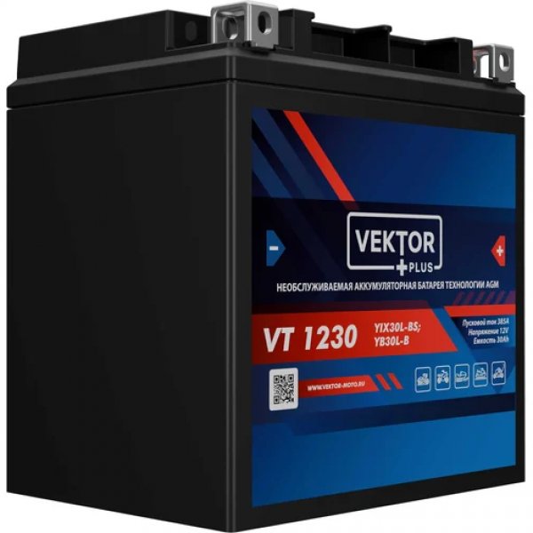 Аккумулятор мото VEKTOR PLUS VT 1230 30 А/ч L