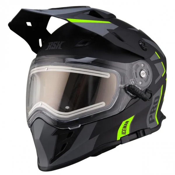 Шлем dual sport RSX Iceman (H331) Winter (желтые очки) черно-зеленый матовый (59-60 см) L