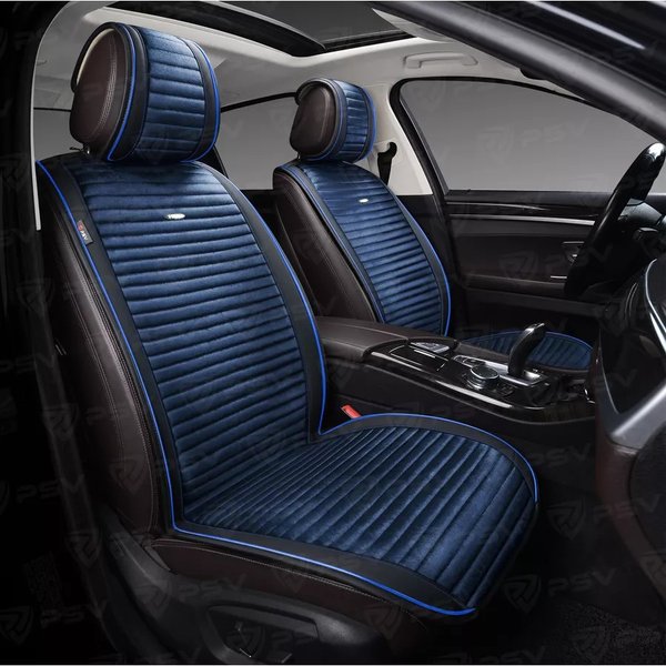 Накидки ВЕЛЬВЕТ на весь салон кожаная окантовка синие