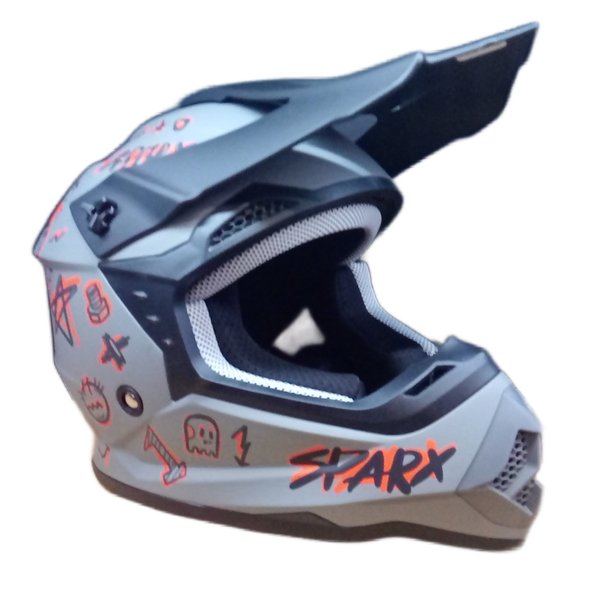 Шлем эндуро SPARX Jet Graffity (WS-905) серо-оранжевый матовый люминесцентный (57-58 см) YXL