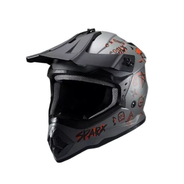 Шлем эндуро SPARX Jet Graffity (WS-905) серо-оранжевый матовый люминесцентный (53-54 см) YM