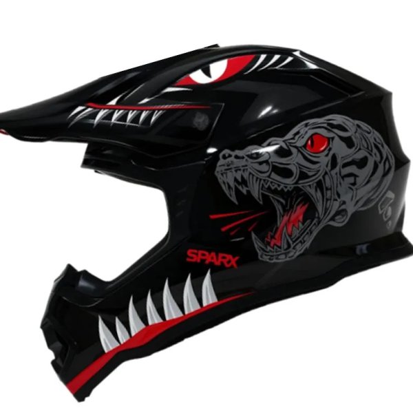 Шлем эндуро SPARX Jet Monster (WS-905) черный люминесцентный YM