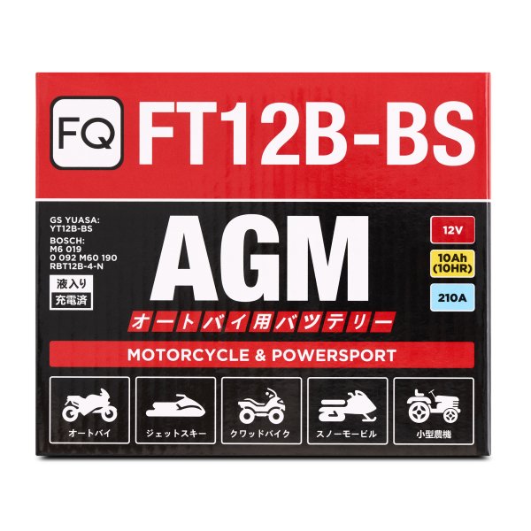 Аккумулятор мото FQ FT12B AGM 10 А/ч R