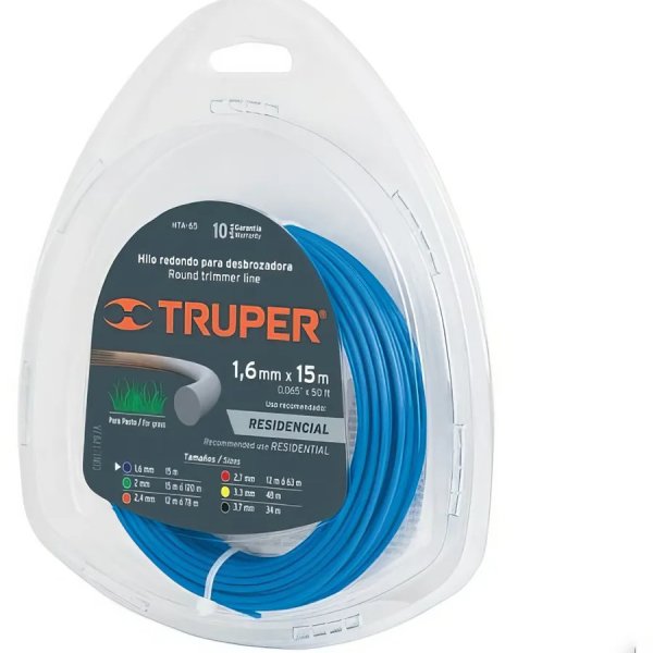 Леска для триммеров 1,6мм 15м Truper HTA-65
