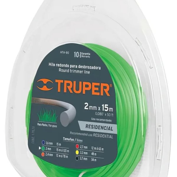 Леска для триммеров 2,0мм 15м нейлон Truper HTA-80