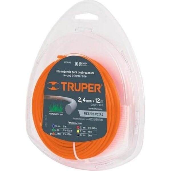 Леска для триммеров 2,4мм 12м нейлон Truper HTA-95 17607