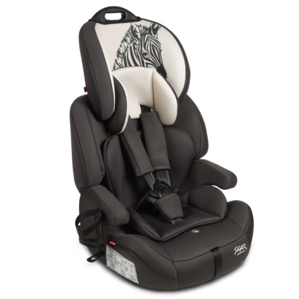 Автокресло детское SIGER Стар ISOFIX зебра серый бежевый люкс в разборе гр. I/II/III