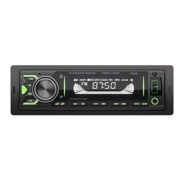 Автомагнитола AURA FIREBALL 205BT USB ресивер зеленая подсветка