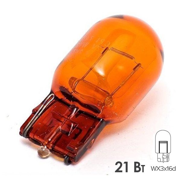 Лампа T20 Narva WY21W оранжевая 12V-21W (WX3x16d)