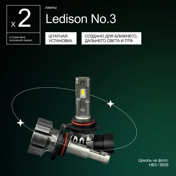 Лампа автомобильная светодиодная Ledison Compact №3 НВЗ 9-36v 4300K 2шт