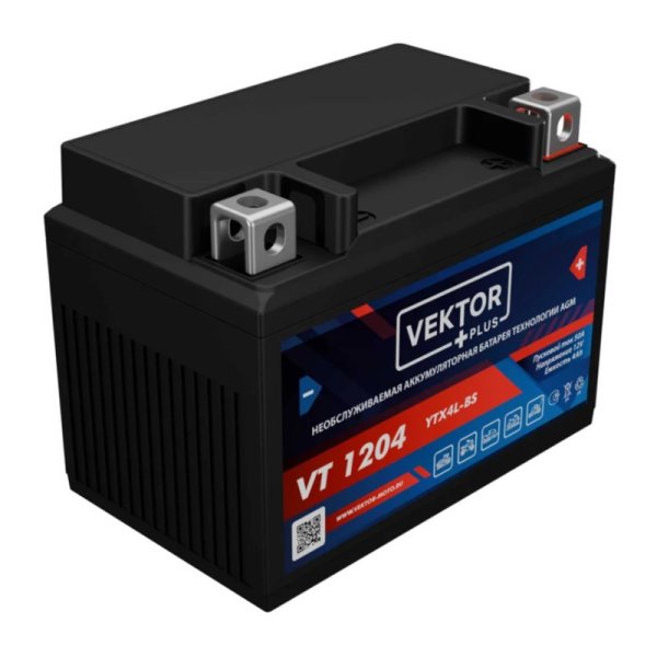 Аккумулятор мото VEKTOR PLUS HDV1204 4 А/ч L
