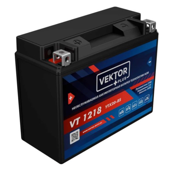 Аккумулятор мото VEKTOR PLUS HDV1218 AGM 20 А/ч