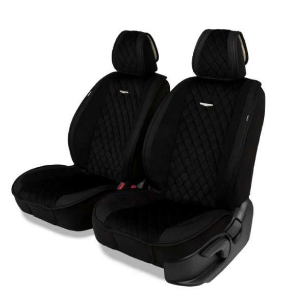 Накидки на передние сиденья Autoprofi Grande стёганая алькантара + экокожа черный 2 шт.