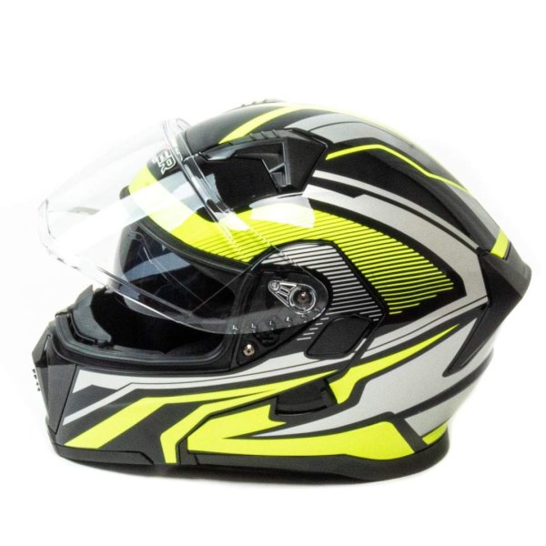 Шлем модуляр  HIZER J5906 №1,black/neon yellow (2 визора) размер XL