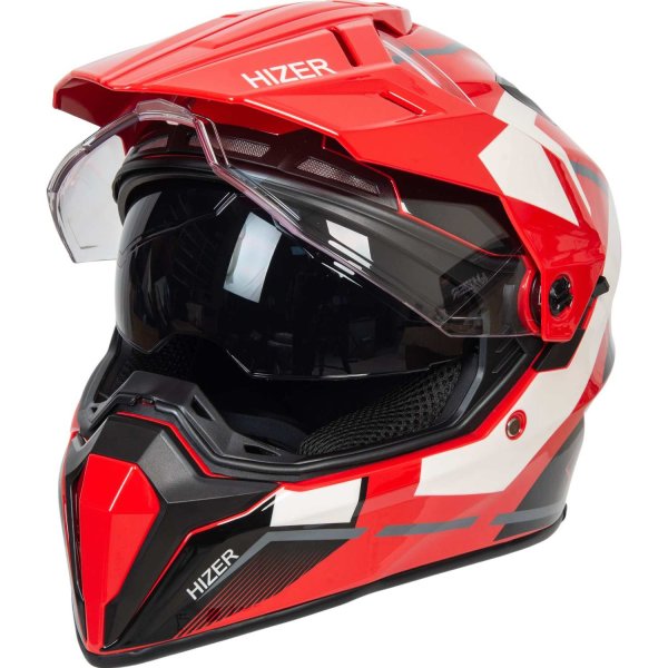 Шлем мото мотард HIZER J6808 №2 (L) red (2 визора)