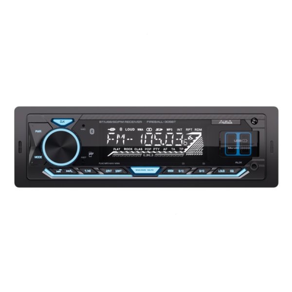 Автомагнитола AURA FIREBALL 305BT USB ресивер бирюзовая подсветка