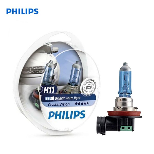 Лампа H11 Philips  12V 55WPGJ19-2 Crystal Vision (бокс 2шт)