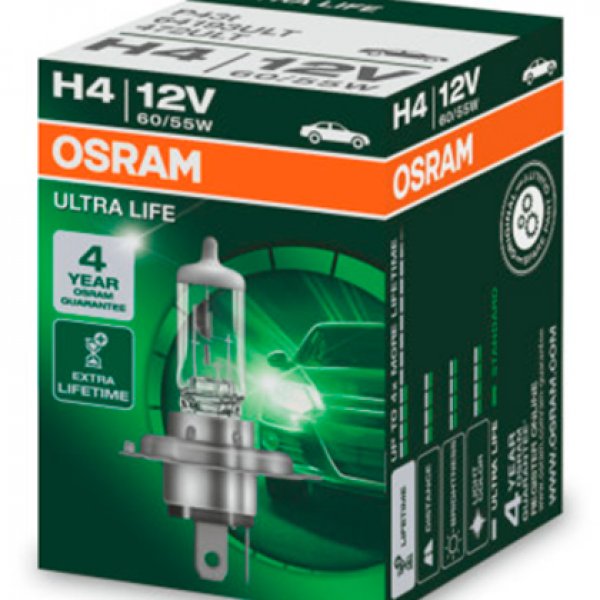 Лампа H4 Osram 64193ULT  (60/55W) P43T Германия