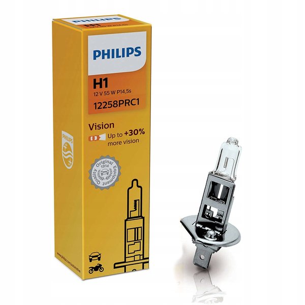Лампа H1 Philips  12V P14.5s Vision+30%
