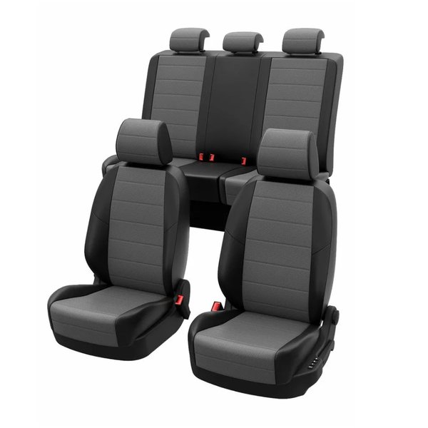 Чехлы на сиденья Nissan X-Trail 2013-2018 Стандарт (экокожа темно-серая/экокожа черная)