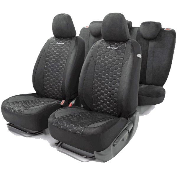 ALC-1505 BK/GY Чехлы автомобильные Alcantara 15пр 4 мол черн./серый