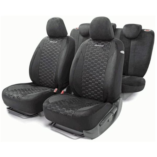 ALC-1505 BK/GY Чехлы автомобильные Alcantara 15пр 4 мол черн./серый