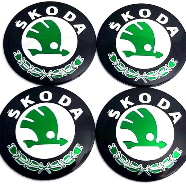 Стикер Skoda 65 мм черно-зеленый 4 шт