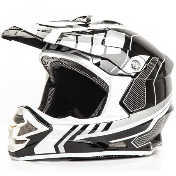 Шлем мото кроссовый HIZER B6195 (L) #1 black/white